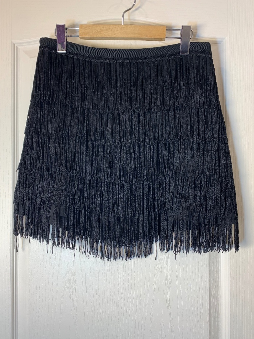 Scotch & Soda Black Fringe Mini Skirt‎ Party Festival Boho Chic Statement Size 1